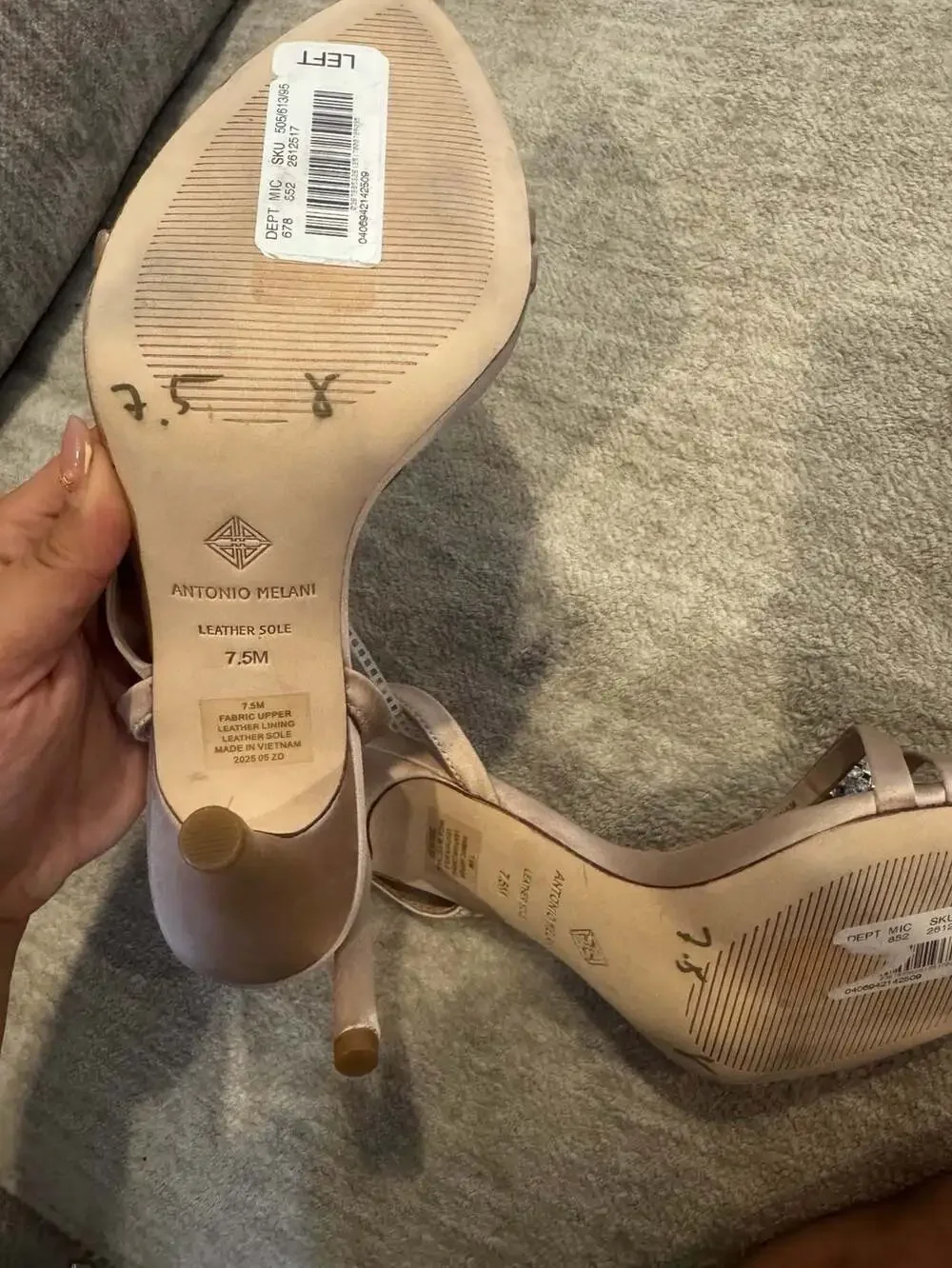 Antonio Melani Satin Slingback Sandals with Crystal Embellished Sphere Detail